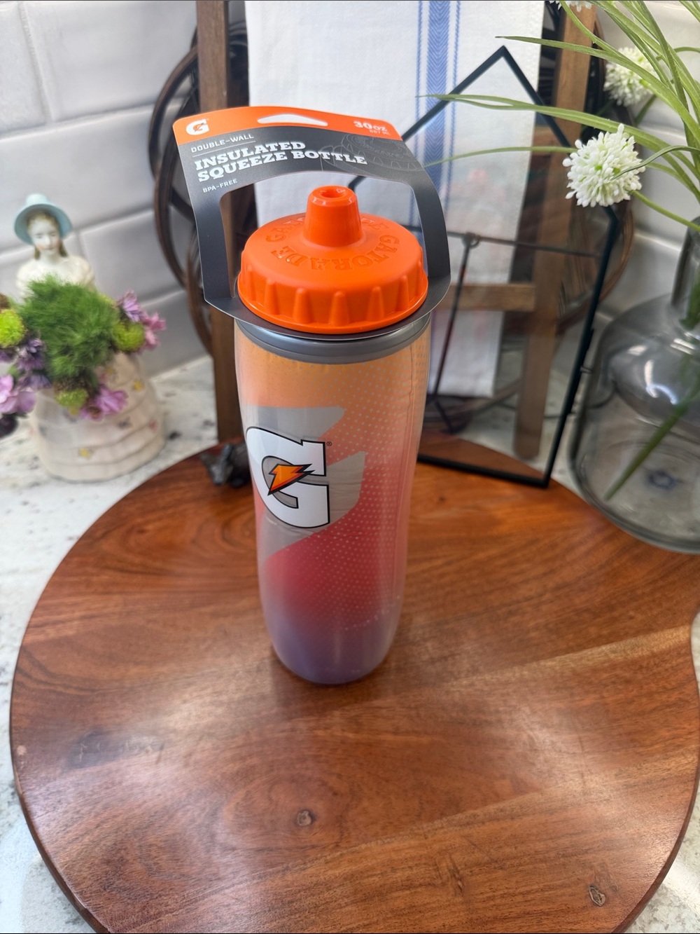 Gatorade Orange Insulated Squeeze Bottle - Double-Wall Sports Bottle-